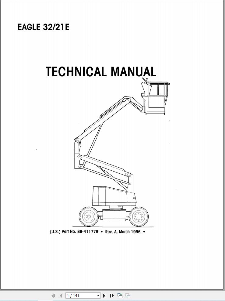 Simon Articulated Boom Lift 32 21E Technical Manual 89 411778 (1)