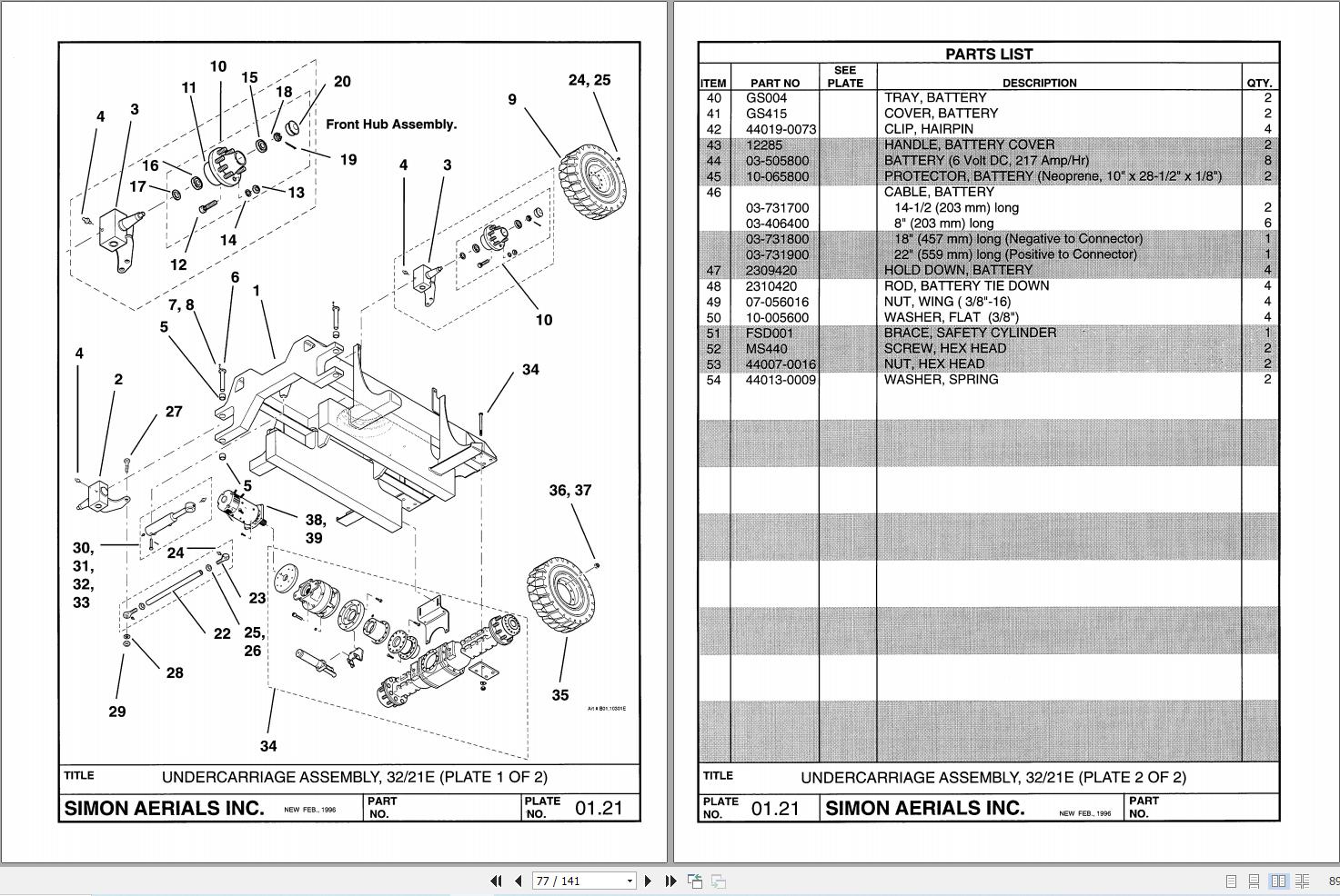 Simon Articulated Boom Lift 32 21E Technical Manual 89 411778 (2)