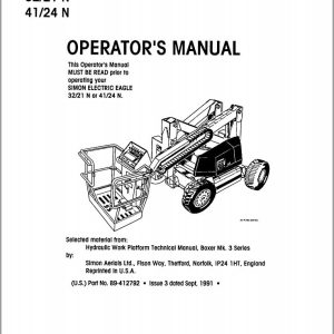 Simon Articulated Boom Lift 32 21N 41 24N Operators Manual 89 412792 (1)