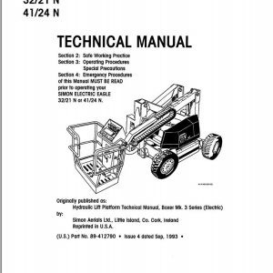 Simon Articulated Boom Lift 32 21N 41 24N Technical Manual 89 412790 (1)
