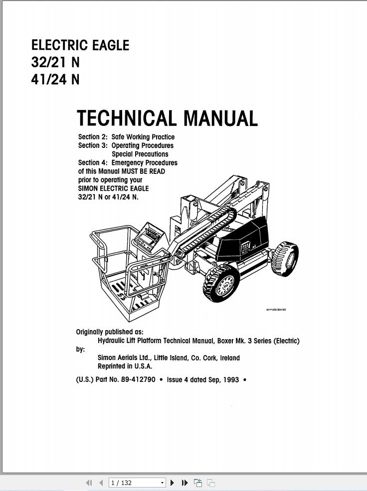 Simon Articulated Boom Lift 32 21N 41 24N Technical Manual 89 412790 (1)