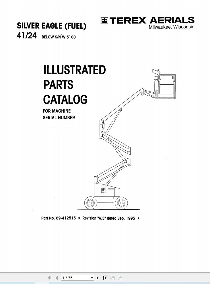 Simon Articulated Boom Lift 41 24 Parts Manual 89 412515 (1)