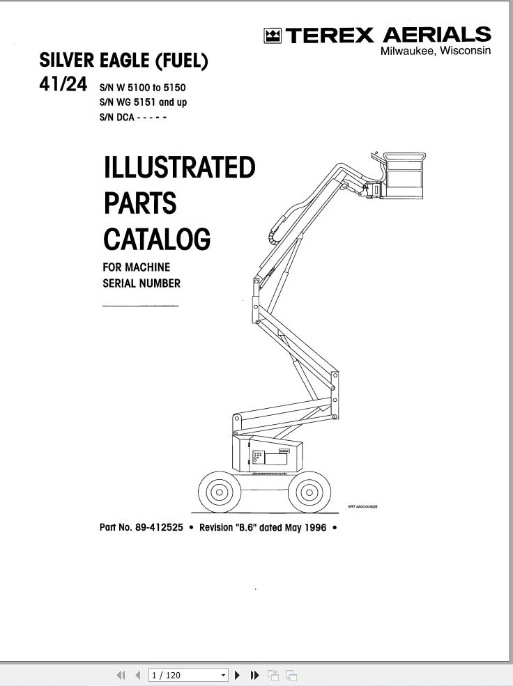Simon Articulated Boom Lift 41 24 Parts Manual 89 412525 (1)