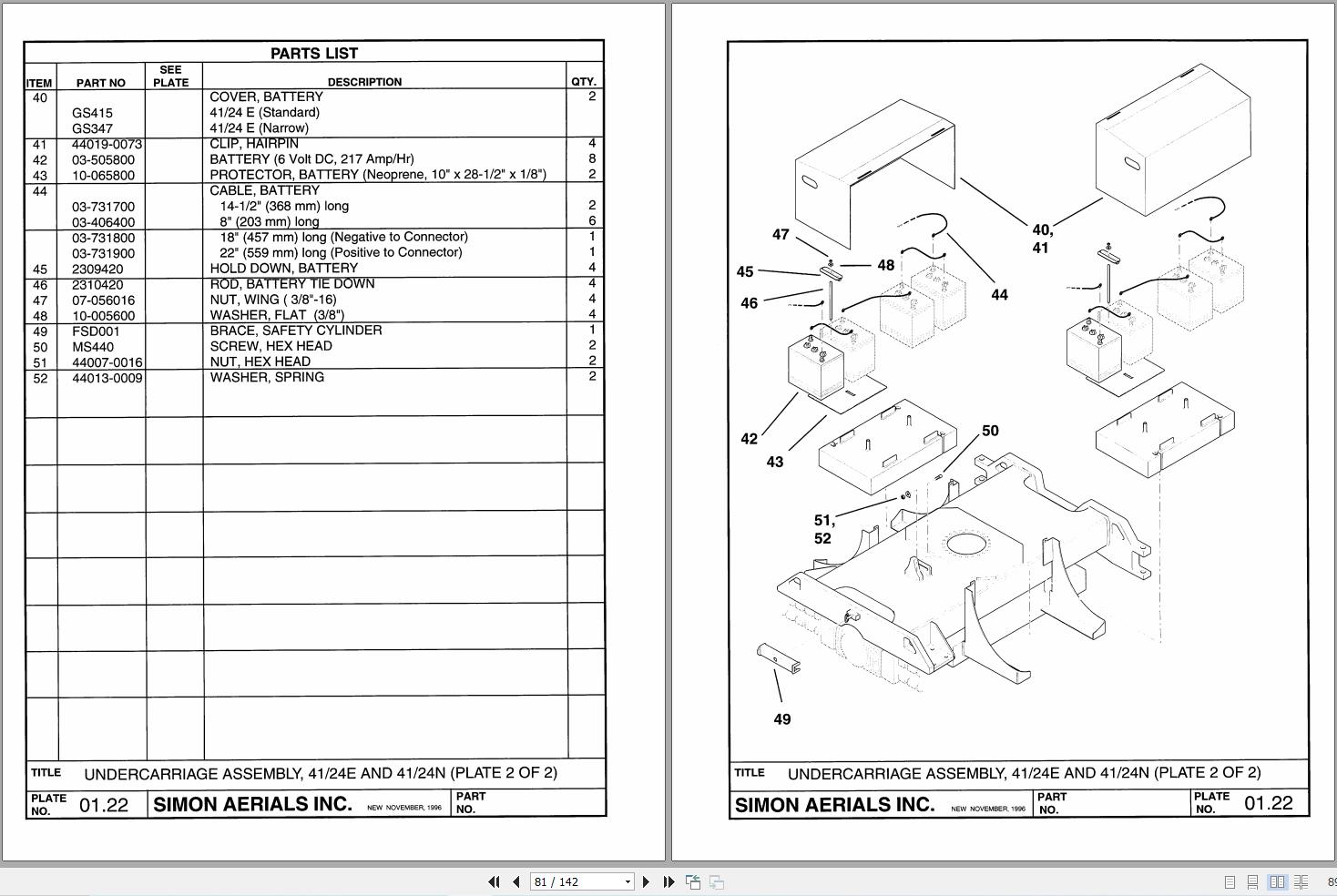 Simon Articulated Boom Lift 41 24E 41 24N Technical Manual 89 412778 (2)