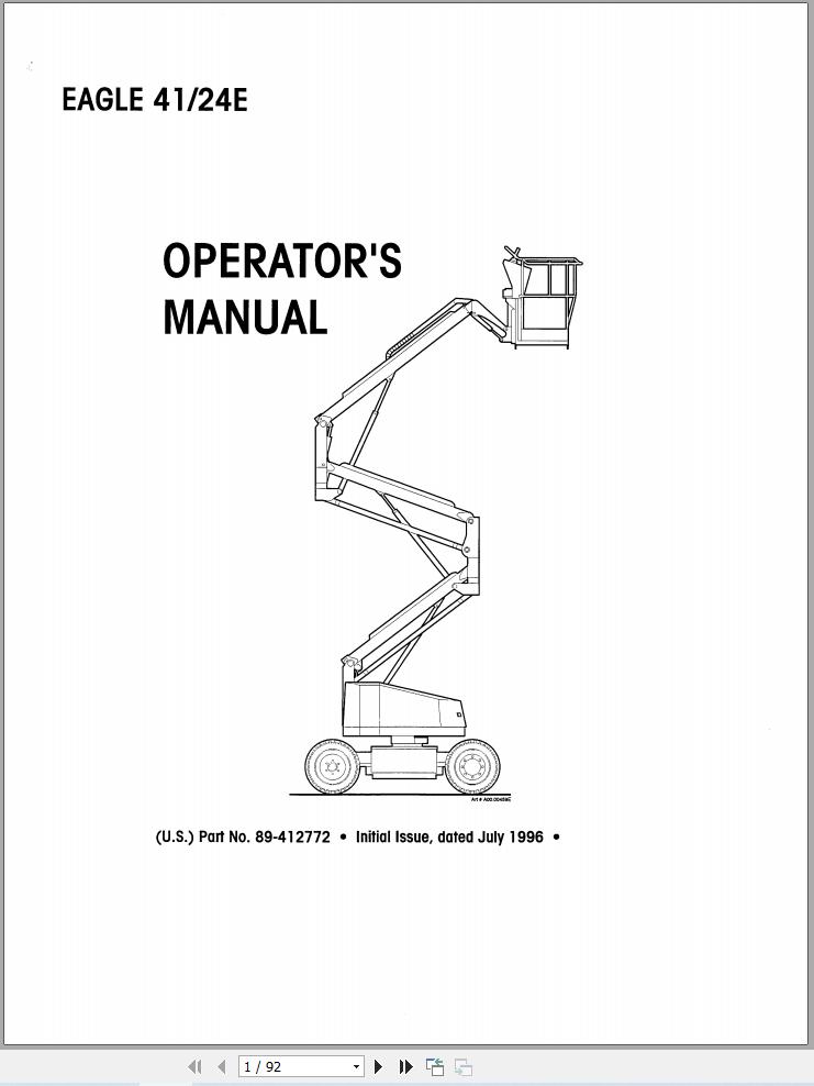 Simon Articulated Boom Lift 41 24E Operators Manual 89 412772 (1)