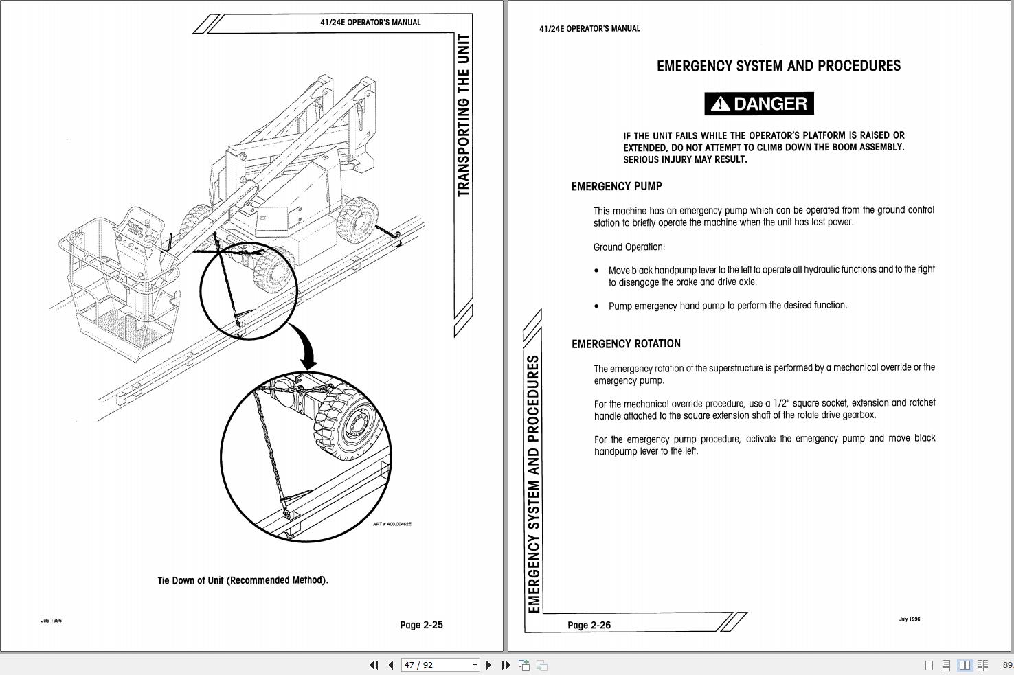 Simon Articulated Boom Lift 41 24E Operators Manual 89 412772 (2)