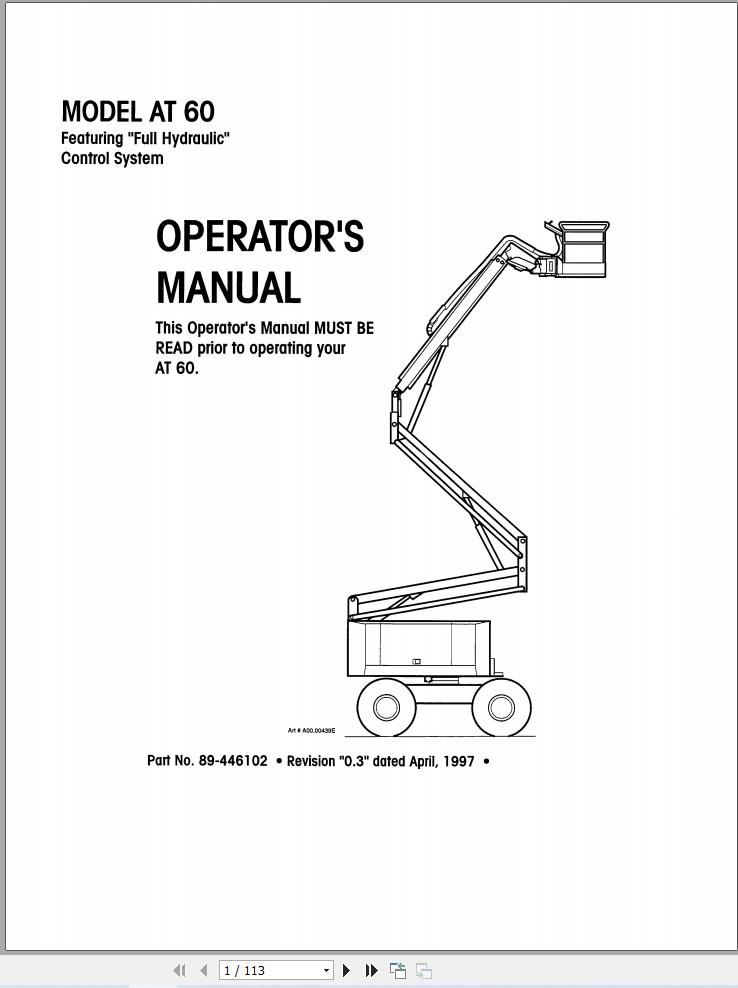 Simon Articulated Boom Lift AT30C AT60 Operators Manual 89 446102 (1)