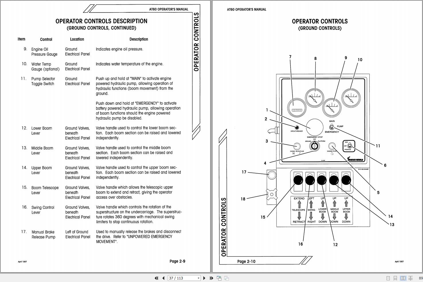 Simon Articulated Boom Lift AT30C AT60 Operators Manual 89 446102 (2)
