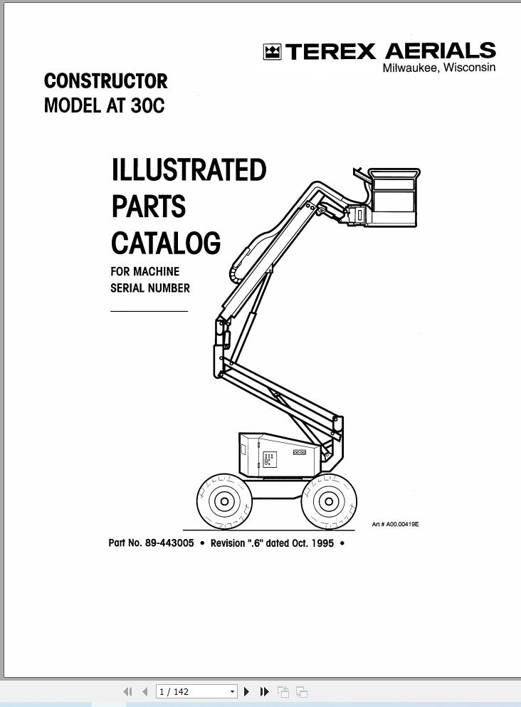Simon Articulated Boom Lift AT30C Parts Manual 89 443005 (1)