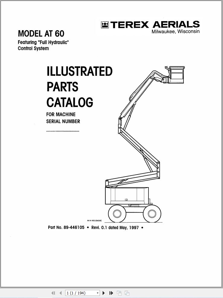 Simon Articulated Boom Lift AT60 Parts Manual 89 446105 (1)
