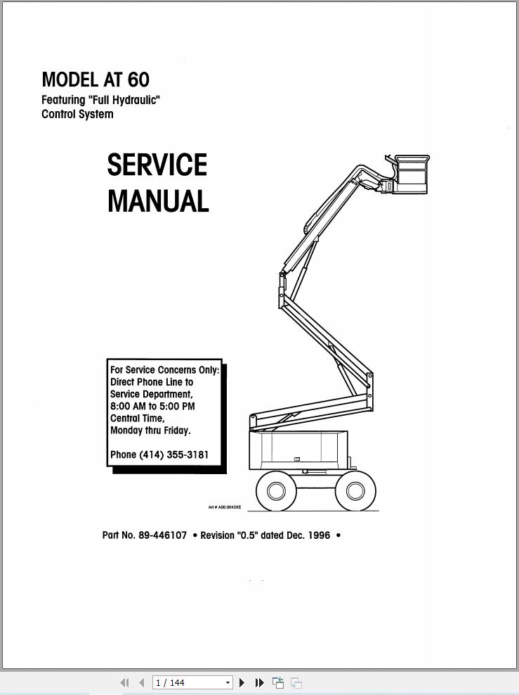 Simon Articulated Boom Lift AT60 Service Manual 89 446107 (1)
