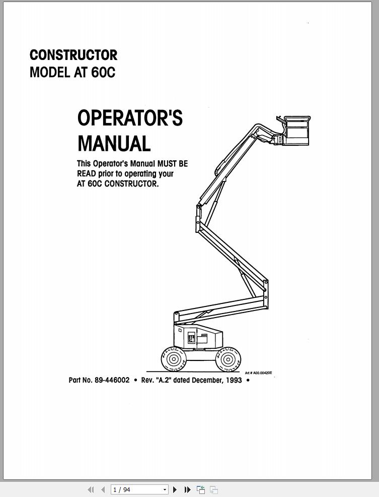 Simon Articulated Boom Lift AT60C Operators Manual 89 446002 (1)