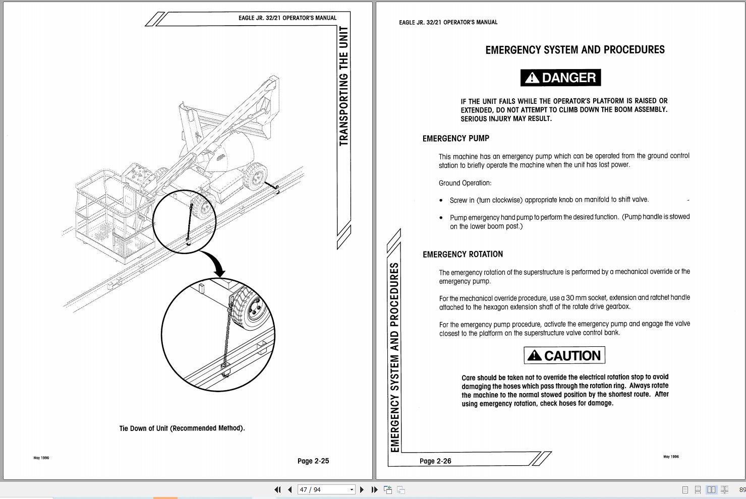 Simon Articulated Boom Lift EAGLE JR. 32 21 Operators Manual 89 411782 (2)