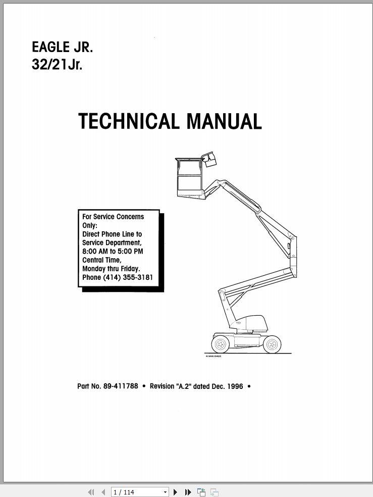 Simon Articulated Boom Lift EAGLE JR. 32 21 Technical Manual 89 411788 (1)