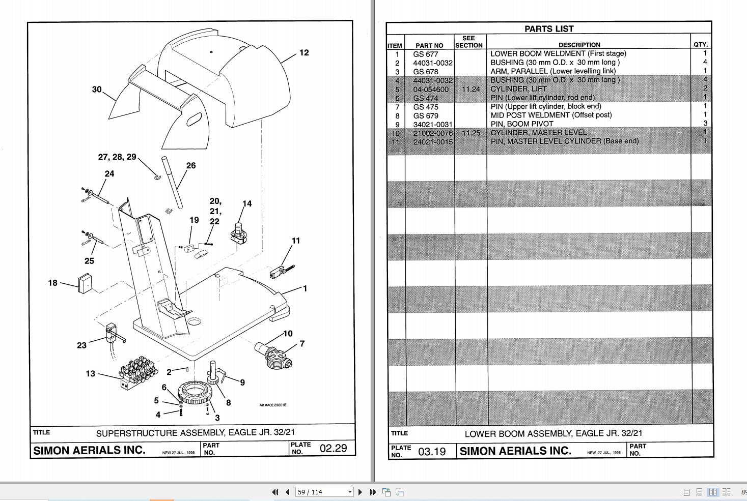 Simon Articulated Boom Lift EAGLE JR. 32 21 Technical Manual 89 411788 (2)