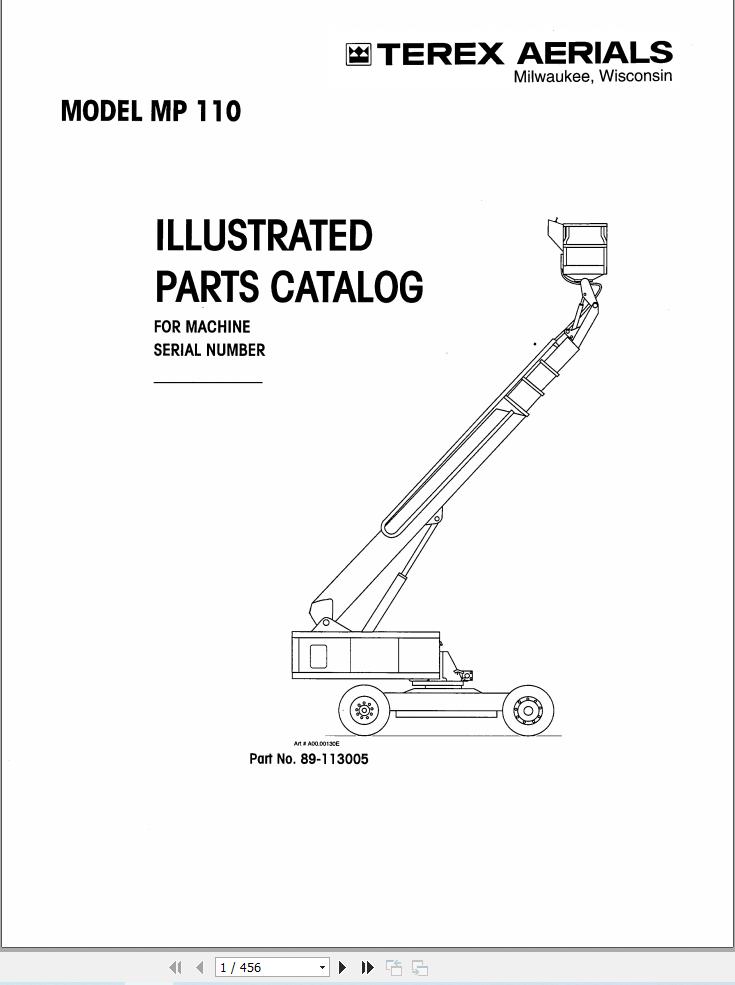Simon Articulated Boom Lift MP110 Parts Manual 89 113005 (1)