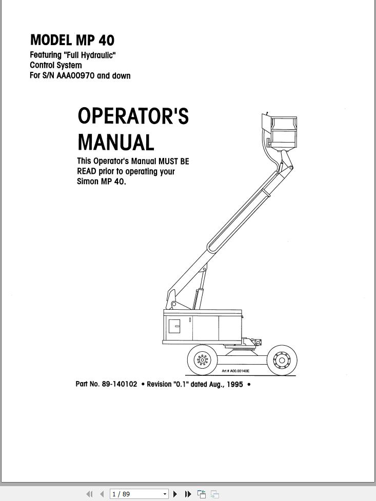 Simon Articulated Boom Lift MP40 Operator Manual 89 140102 (1)