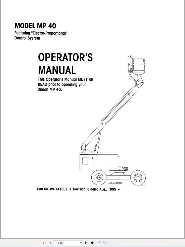 Simon Articulated Boom Lift MP40 Operators Manual 89 140302 (1)