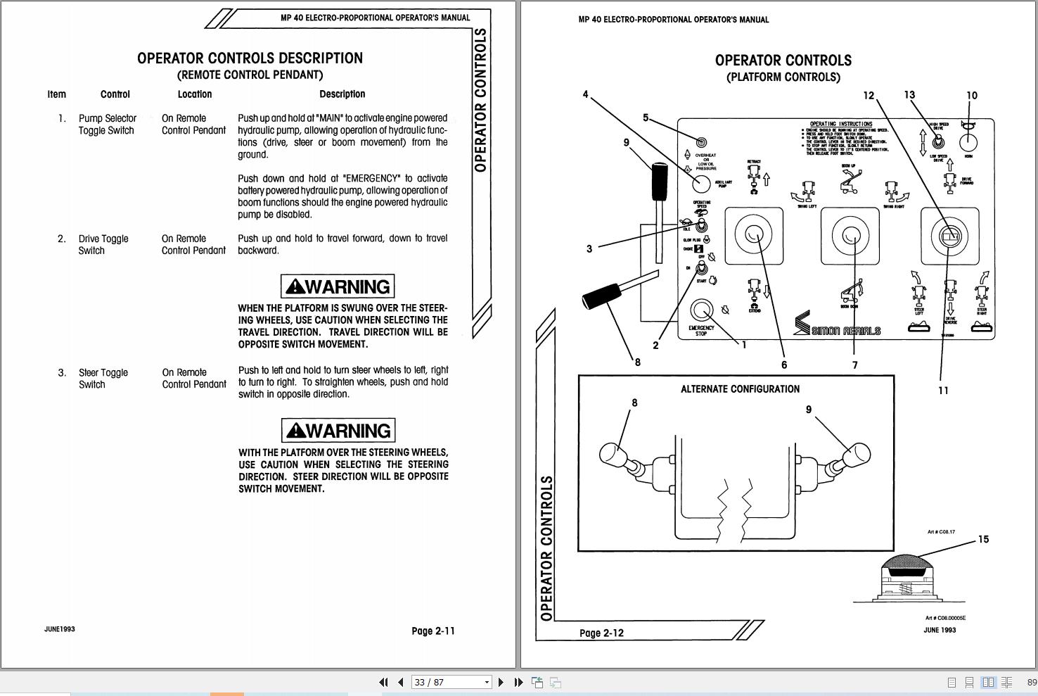 Simon Articulated Boom Lift MP40 Operators Manual 89 140302 (2)