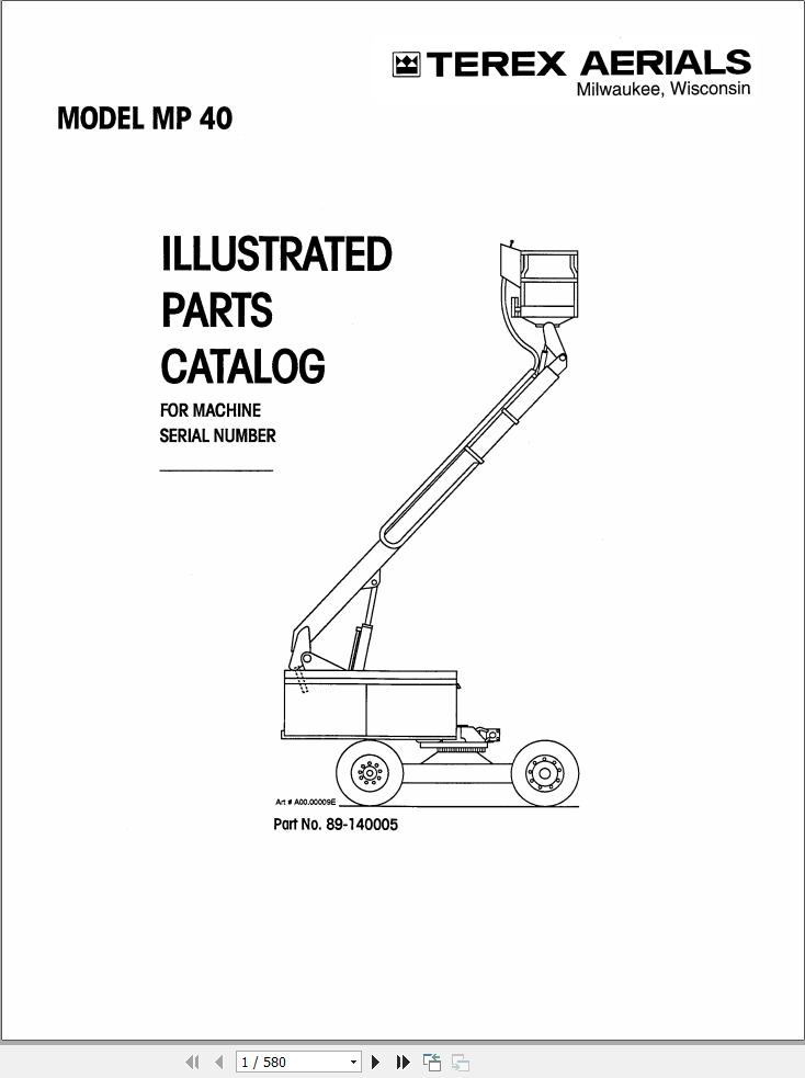 Simon Articulated Boom Lift MP40 Parts Manual 89 140005 (1)