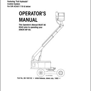 Simon Articulated Boom Lift MP60 Operators Manual 89 160102 (1)