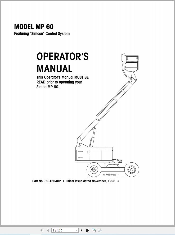 Simon Articulated Boom Lift MP60 Operators Manual 89 160402 (1)