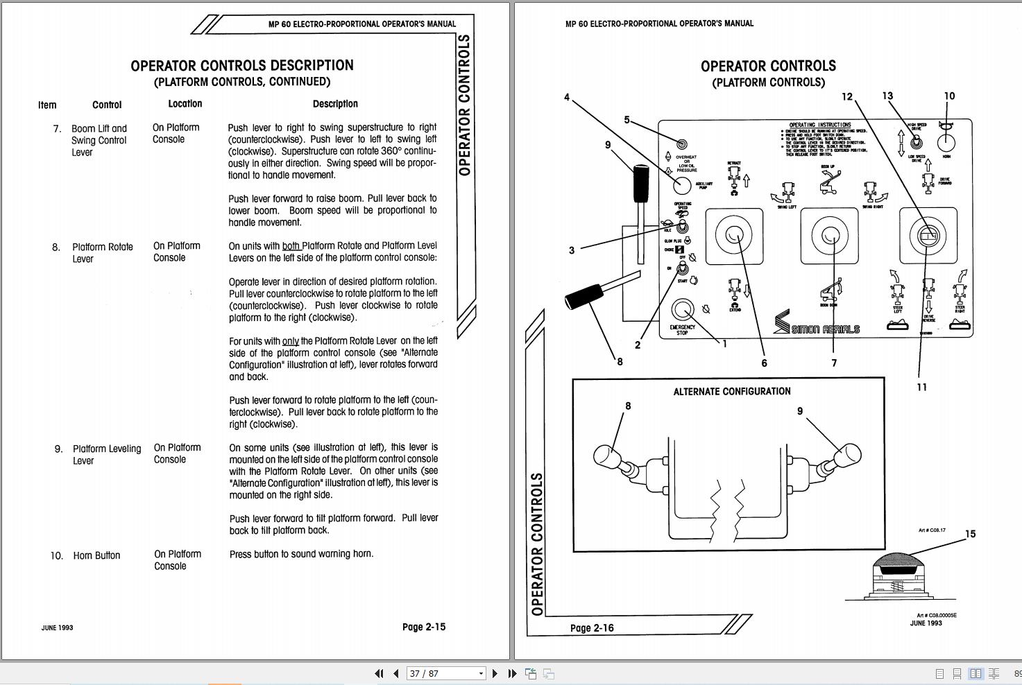 Simon Articulated Boom Lift MP60 Operators Manual 89 161302 (2)
