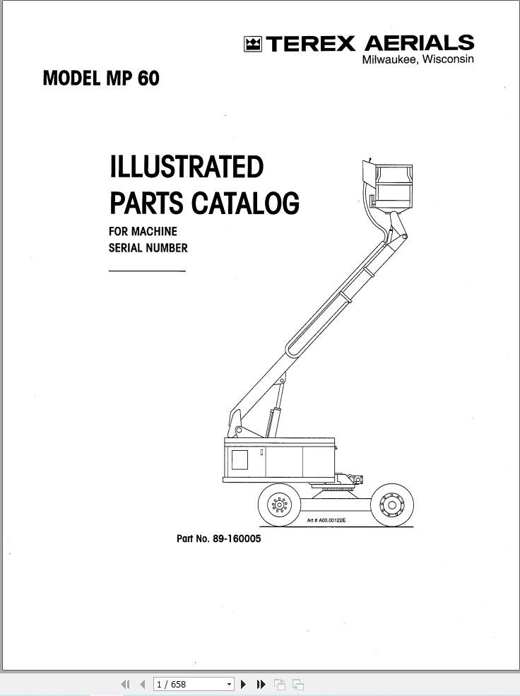 Simon Articulated Boom Lift MP60 Parts Manual 89 160005 (1)