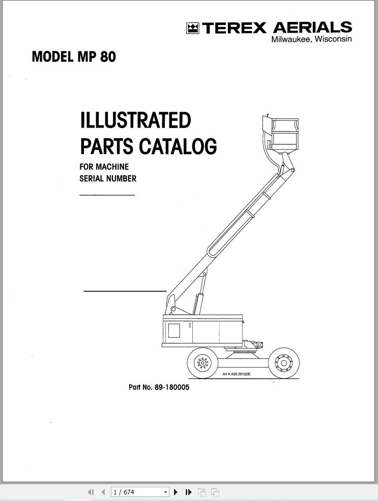 Simon Articulated Boom Lift MP80 Parts Manual 89 180005 (1)