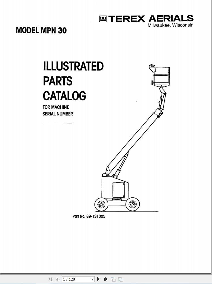 Simon Articulated Boom Lift MPH30 Parts Manual 89 131005 (1)