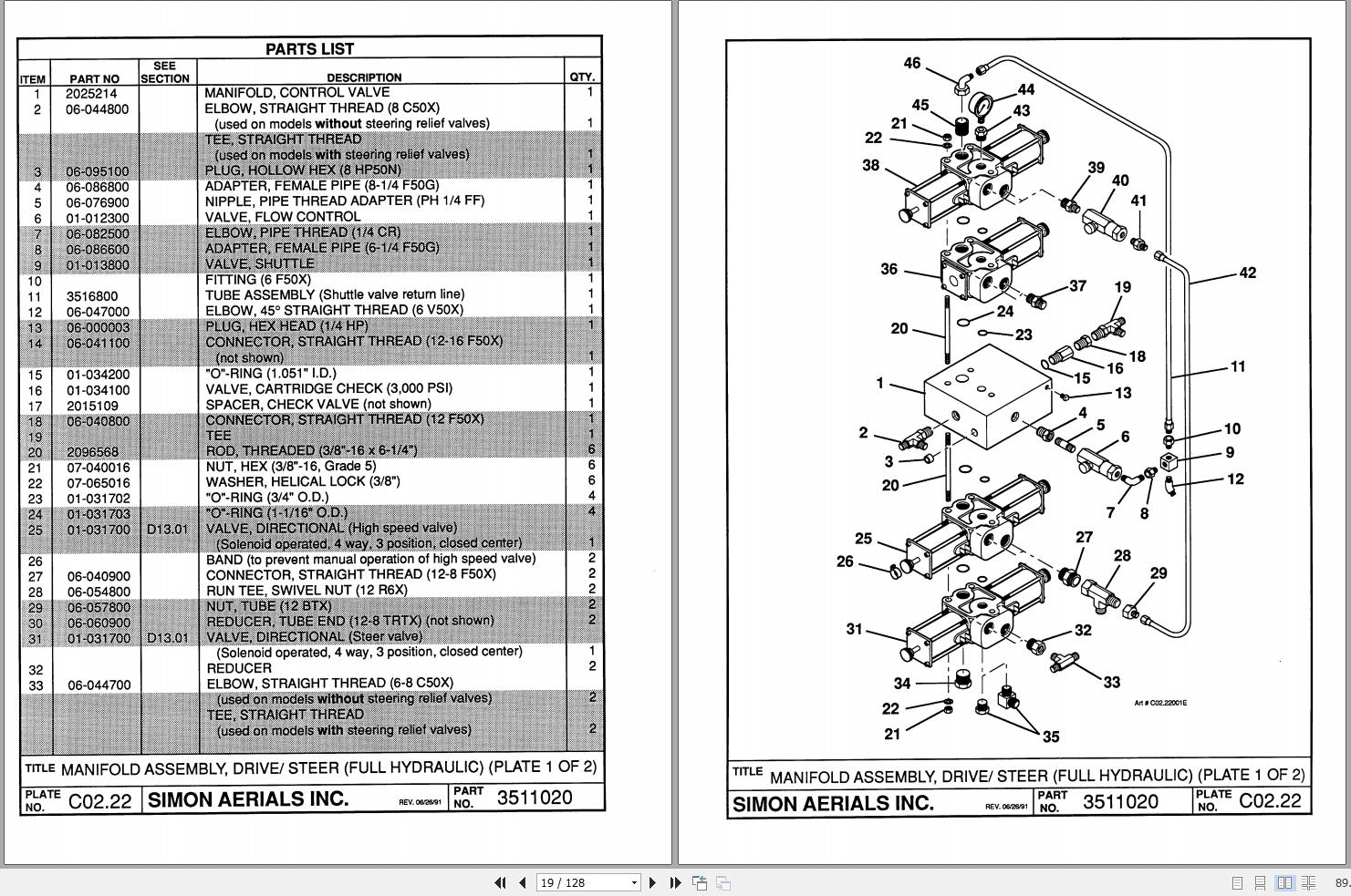 Simon Articulated Boom Lift MPH30 Parts Manual 89 131005 (2)