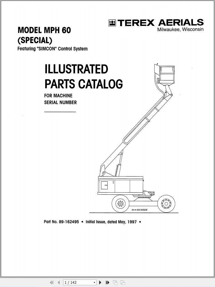 Simon Articulated Boom Lift MPH60 Parts Manual 89 162495 (1)
