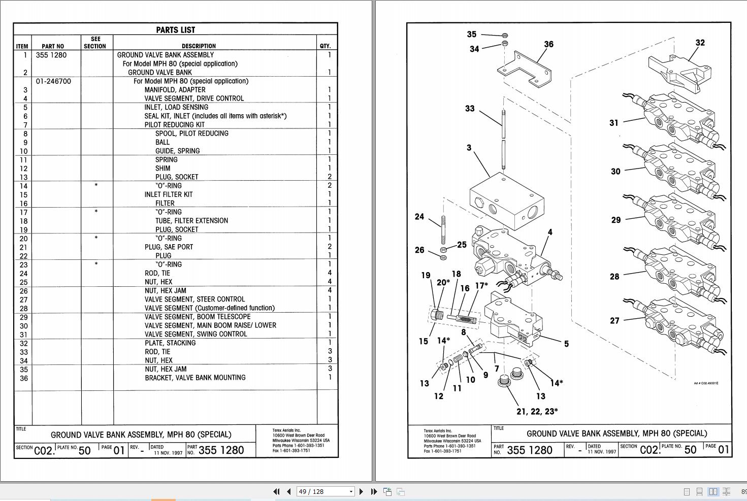 Simon Articulated Boom Lift MPH80 Parts Manual 89 182495 (2)
