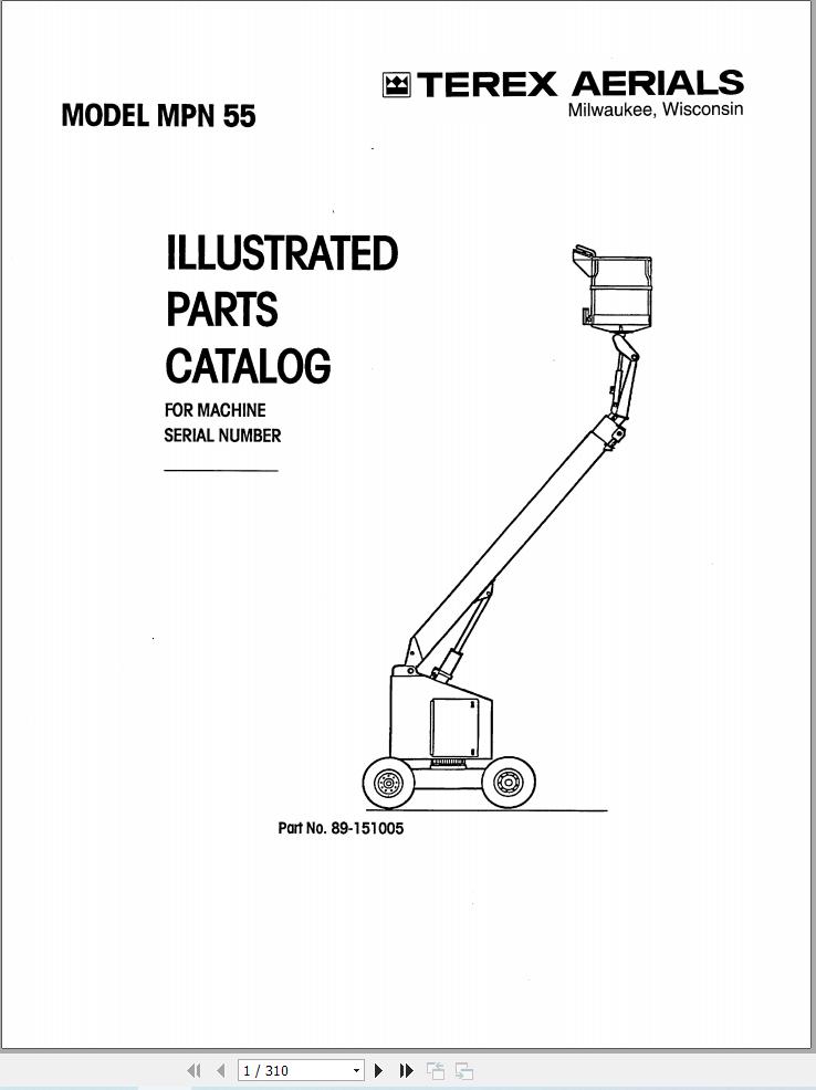 Simon Articulated Boom Lift MPN55 Parts Manual 89 151005 (1)