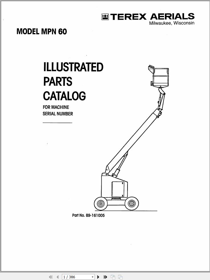 Simon Articulated Boom Lift MPN60 Parts Manual 89 161005 (1)