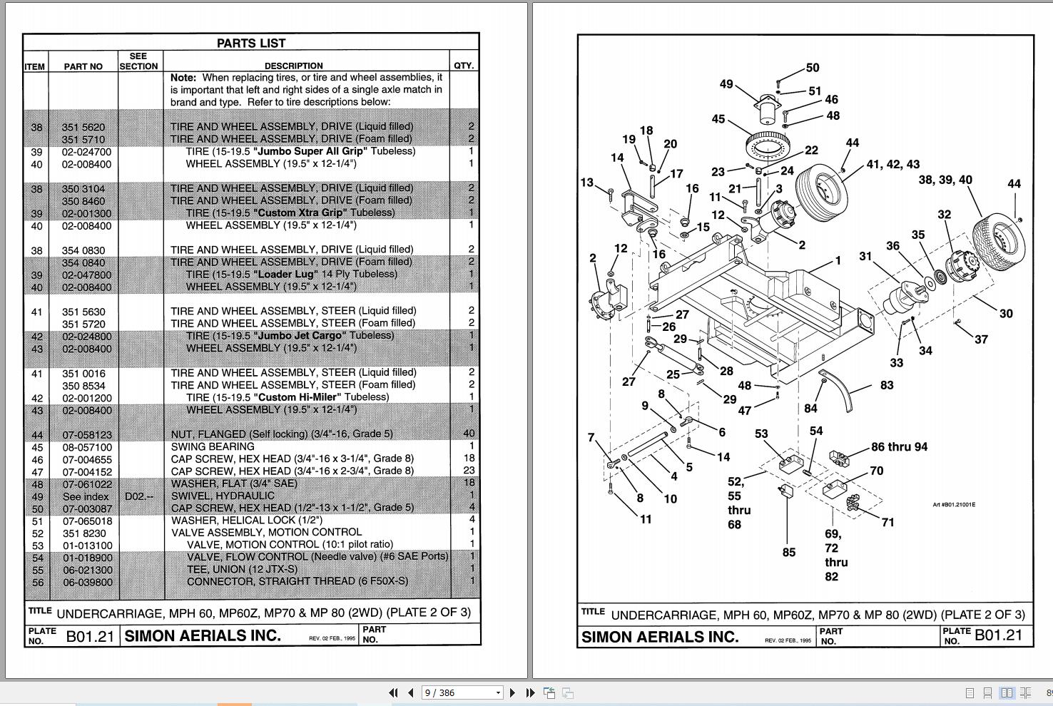 Simon Articulated Boom Lift MPN60 Parts Manual 89 161005 (2)