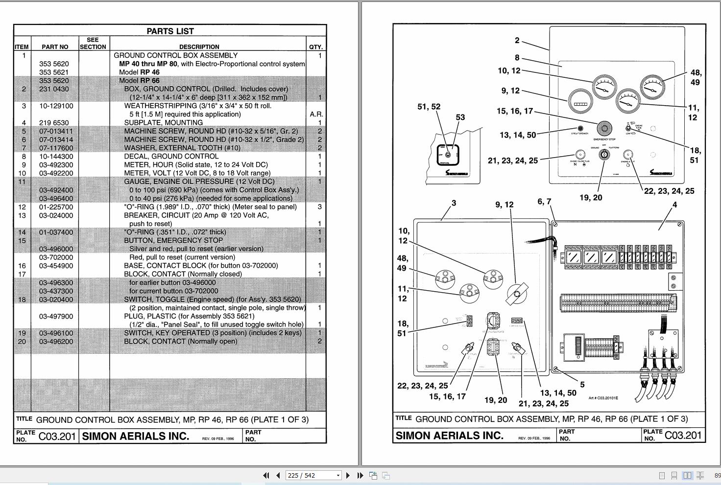 Simon Articulated Boom Lift MPN60 Parts Manual 89 162005 (2)
