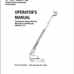 Simon Articulated Boom Lift RP 120 Reach Plus Operator Manual 89 126302 (1)