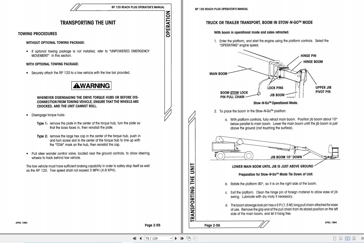 Simon Articulated Boom Lift RP 120 Reach Plus Operator Manual 89 126302 (2)
