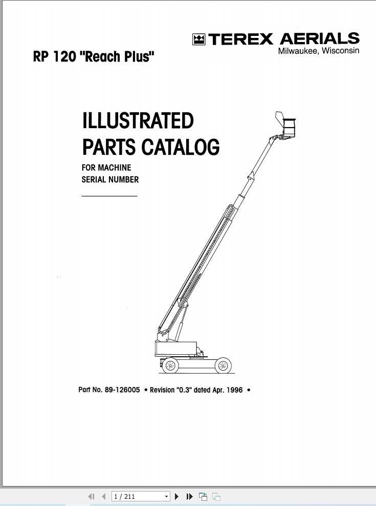 Simon Articulated Boom Lift RP120 Reach Plus Parts Manual 89 126005 (1)
