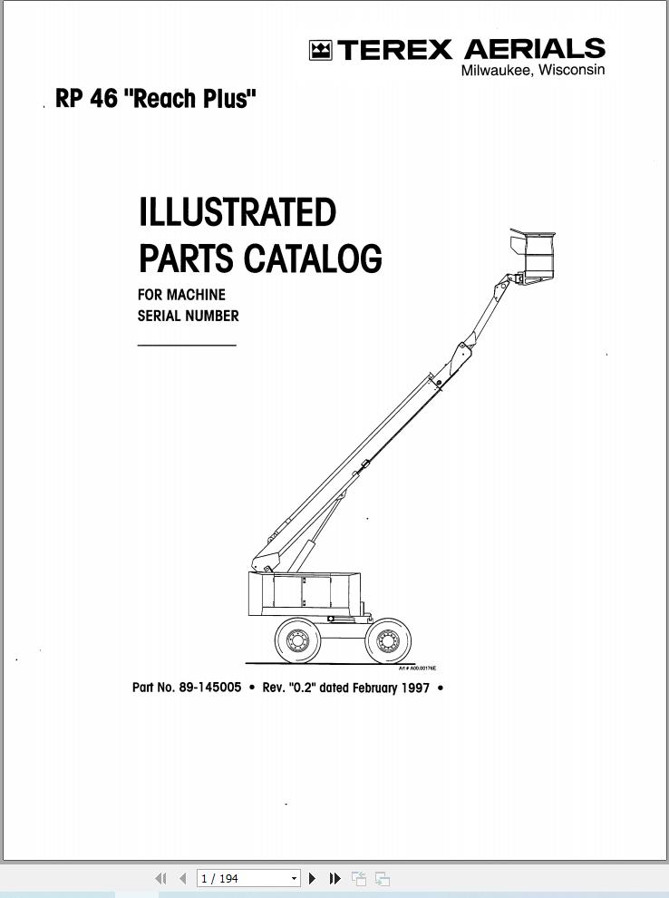 Simon Articulated Boom Lift RP46 Reach Plus Parts Manual 89 145005 (1)