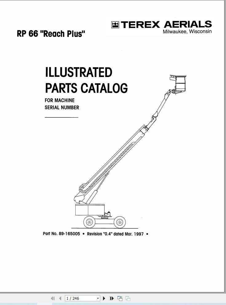 Simon Articulated Boom Lift RP66 Reach Plus Parts Manual 89 165005 (1)