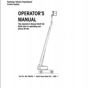 Simon Articulated Boom Lift RP86 Reach Plus Operators Manual 89 186392 (1)