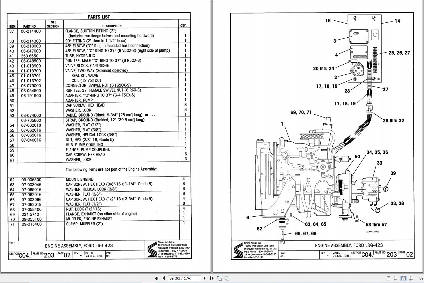 Simon Articulated Boom Lift RP86 Reach Plus Parts Manual 89 186005 (2)