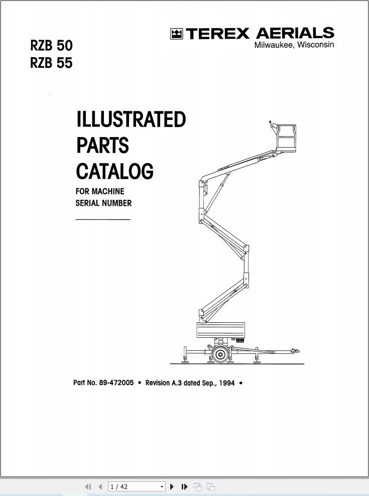 Simon Articulated Boom Lift RZB50 RZB55 Parts Manual 89 472005 (1)