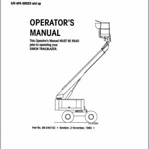 Simon Articulated Boom Lift TRAILBLAZER T 40 Operators Maintenance Manual 89 240102 (1)