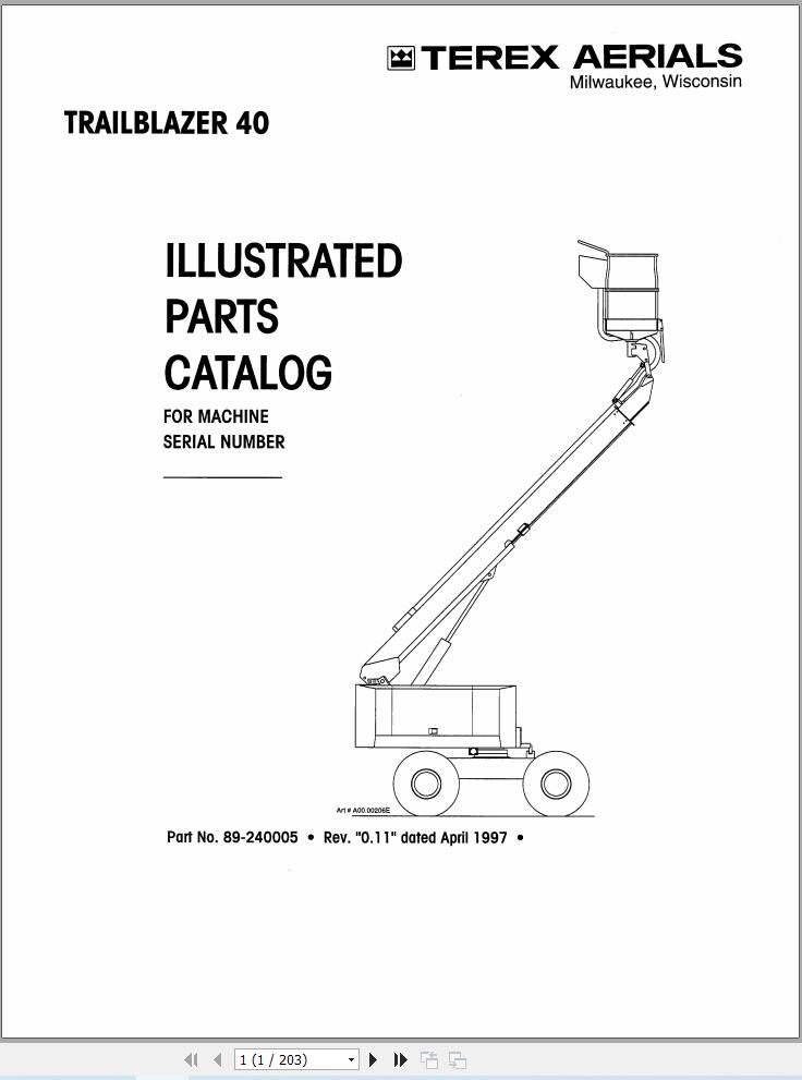 Simon Articulated Boom Lift Trailblazer 40 Parts Manual 89 240005 (1)