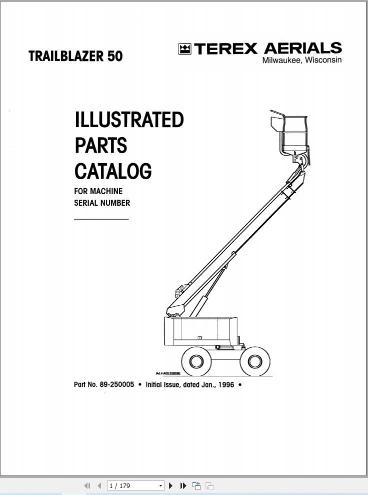Simon Articulated Boom Lift Trailblazer 50 Parts Manual 89 250005 (1)