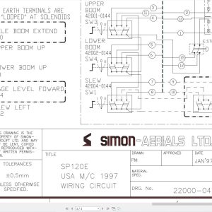 Simon Articulating Boom Lift SP120E Electrical Schematic 22000 0475 (1)