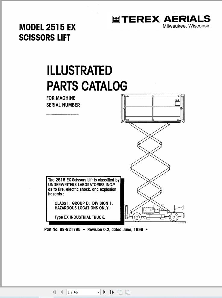 Simon Scissor Lift 2515EX Parts Manual 89 921795 (1)